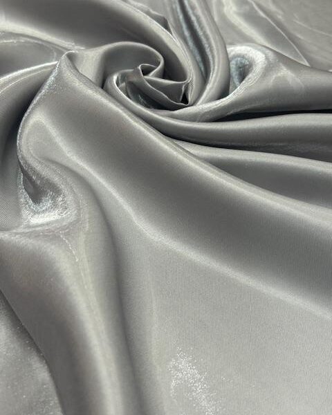 Silver Liquid Satin Fabric by the Yard, Glossy Silky Satin 58 Inch Wide, Bridal Couture Fabric for Dresses, Gowns, Draping