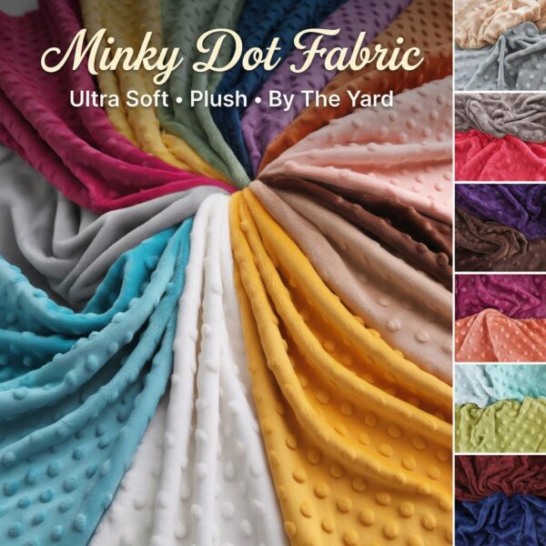Minky Dot Fabric  60 Inch Wide Plush Polyester Fleece, By The Yard