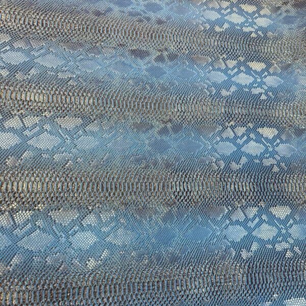 Blue Crocodile Embossed Faux Leather Vinyl Upholstery Apparel Fabric