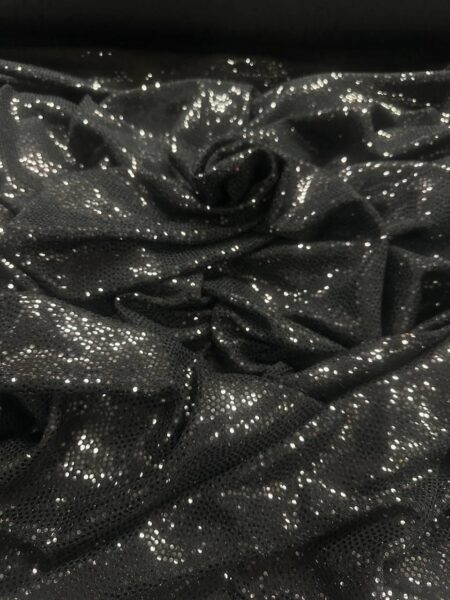 Black Sequin Stretch Lame Fabric  Metallic Sparkle, By The Yard