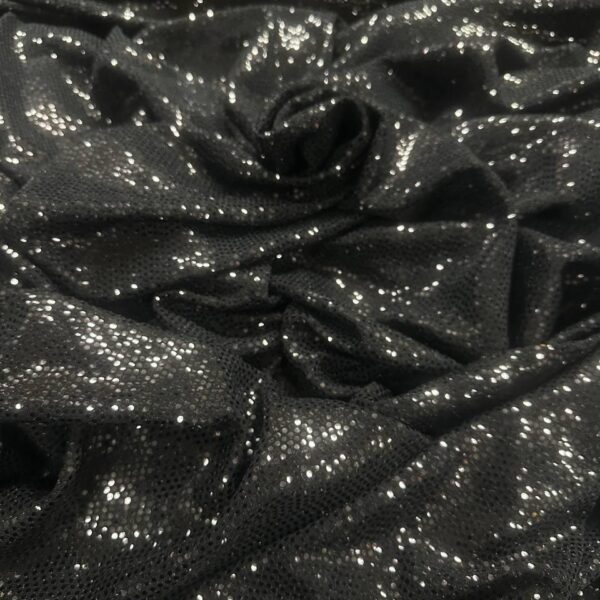Black Sequin Stretch Lame Fabric  Metallic Sparkle, By The Yard