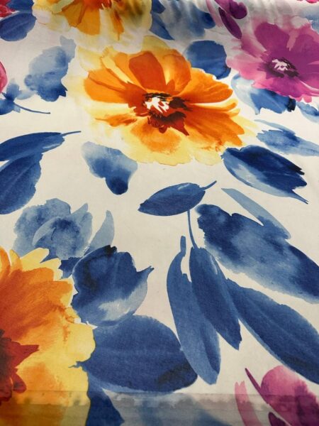 Watercolor Floral Chiffon Fabric –Lightweight Sheer Print