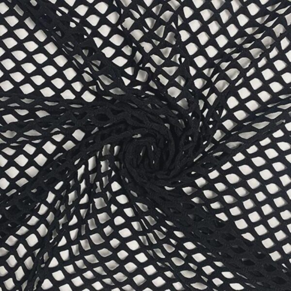 Black Two Way Stretch Big Hole Fishnet Diamond Mesh Fabric, Sheer Net Fabric by the Yard, Costume Dance Apparel Mesh