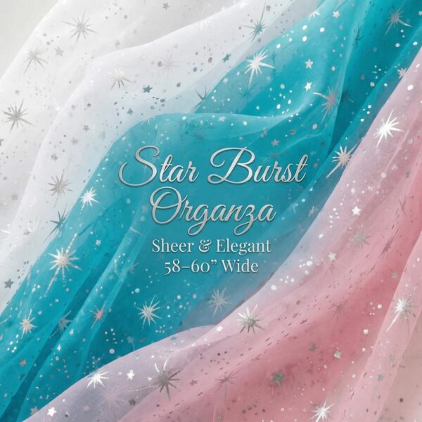 Star Burst Sheer Organza Fabric  Elegant Event Decor, Sewing - 58-60" Wide