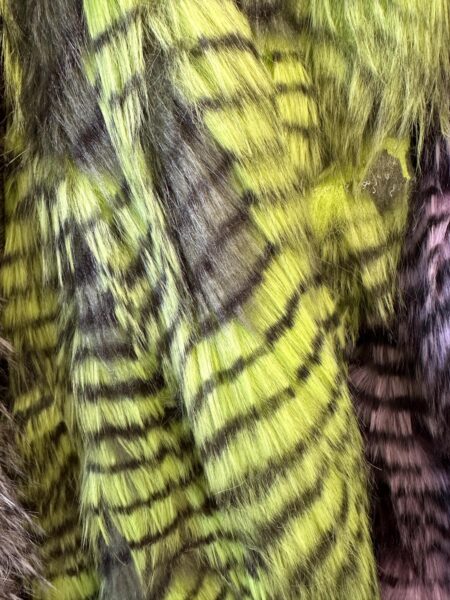 Neon Green Striped Faux Fur Fabric  Long Pile Cosplay Rave