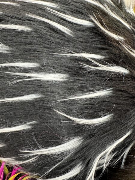 Black / White Streaked Faux Fur Fabric – Long Pile Vegan Cosplay Costume