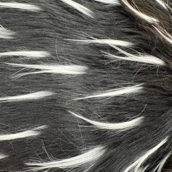 Black / White Streaked Faux Fur Fabric – Long Pile Vegan Cosplay Costume
