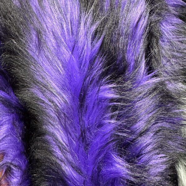 Purple / Black Long Pile Faux Fur - Vegan Cosplay Fabric