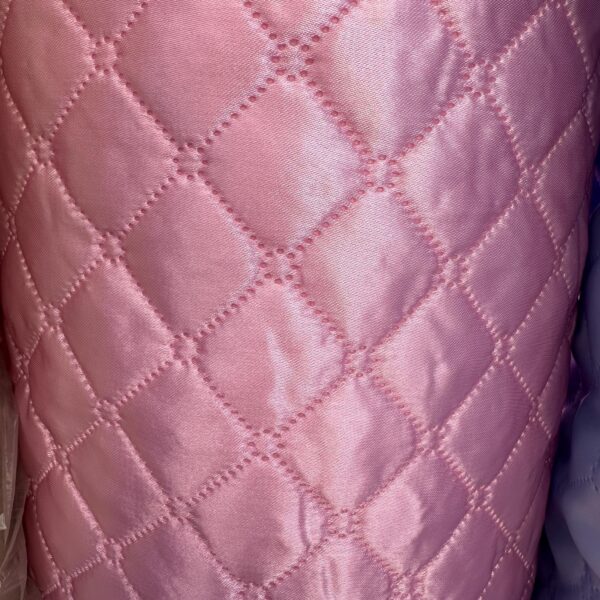 Silver Quilted Satin Fabric – Diamond Pattern Padded Fabric for Jackets, Linings, Bags & Sewing Projects