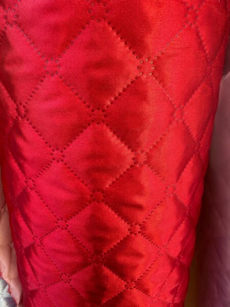 Red Diamond Quilted Satin Fabric, Luxury Lining