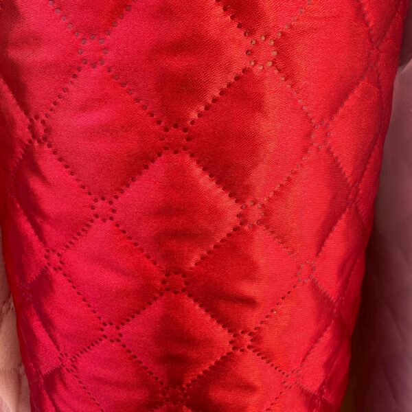 Red Diamond Quilted Satin Fabric, Luxury Lining