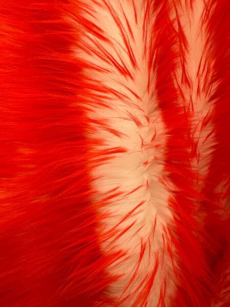 Candy Stripe Faux Fur Fabric – Red / White Long Pile, Soft Plush