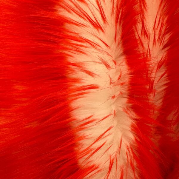 Candy Stripe Faux Fur Fabric – Red / White Long Pile, Soft Plush