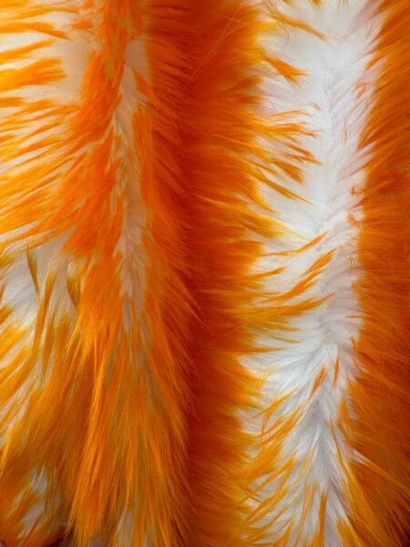 Orange & White Long Pile Faux Fur Fabric – Fox Style Soft Costume Fur
