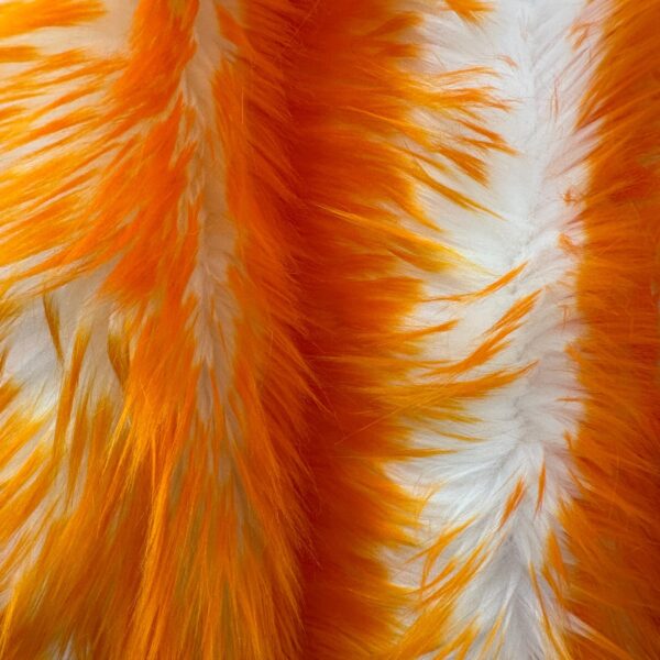 Orange & White Long Pile Faux Fur Fabric – Fox Style Soft Costume Fur