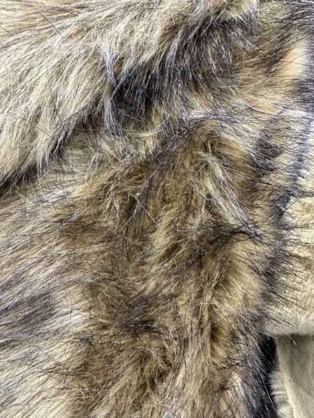 Wolf Faux Fur Fabric Brown Beige Long Pile Shag, 60" Wide