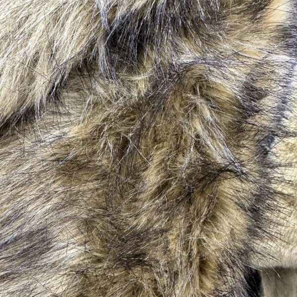 Wolf Faux Fur Fabric Brown Beige Long Pile Shag, 60" Wide