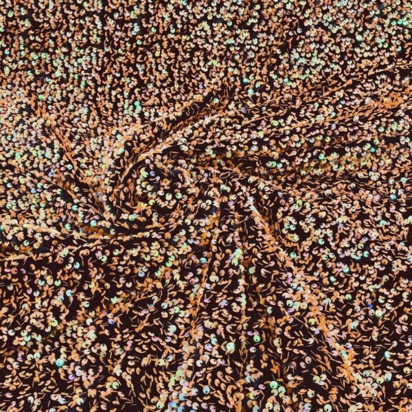 Bronze Sequin Velvet Fabric Copper Evening Gown Material