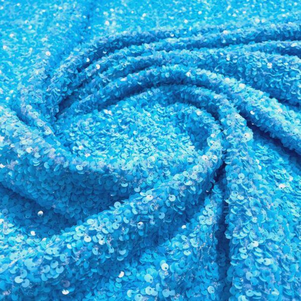 Blue Velvet Sequin Fabric Shimmering Gown Material, 44-45 inches