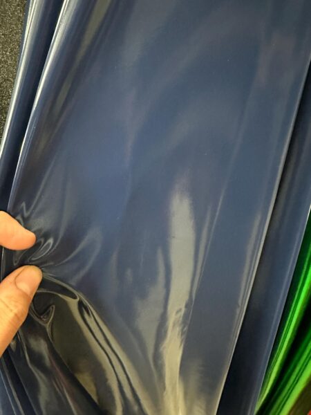Navy Blue Shiny Latex Fabric Stretch Vinyl Look, Costume Fashion