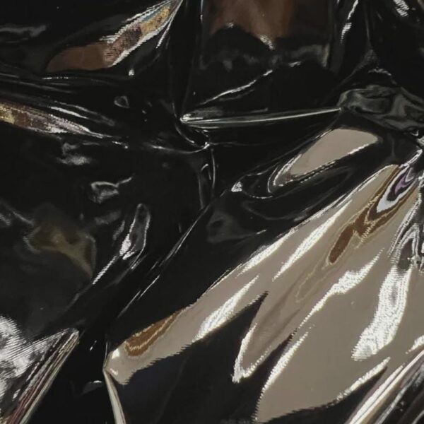 Black Shiny Vinyl Fabric, High Gloss Latex Look, Costume / Fashion