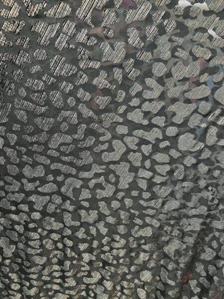 Black Metallic Cheetah Stretch Velvet Fabric | Animal Skin Foil Print | Luxury Fashion Costume Fabric