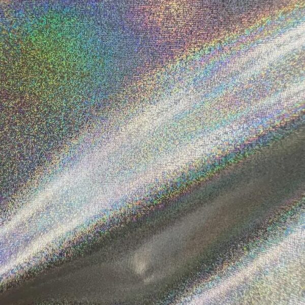 Holographic Silver Foil Metallic Lame Fabric | 2 Way Stretch Polyester Spandex | Dance Costume Fashion Fabric
