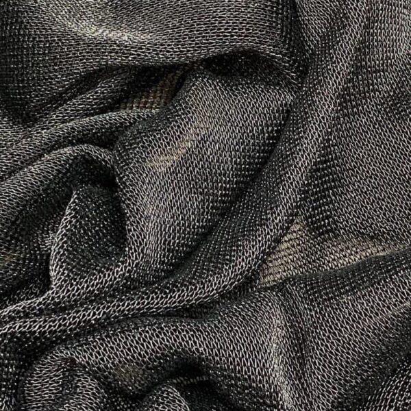 Stretch Metallic Black Mesh Chainmail Fabric, Sheer 2-Way Stretch, 60 Inch Wide, Costume Apparel Dance Fabric