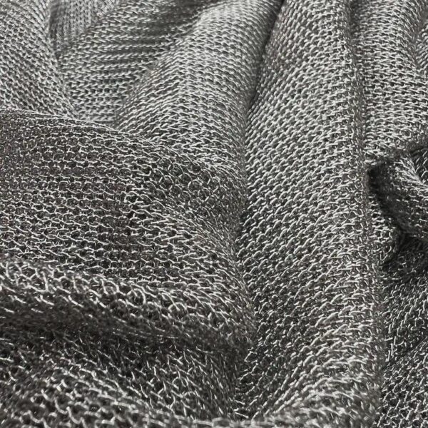 Stretch Metallic Silver Mesh Chainmail Fabric, Sheer 2-Way Stretch, 60 Inch Wide, Costume Apparel Dance Fabric