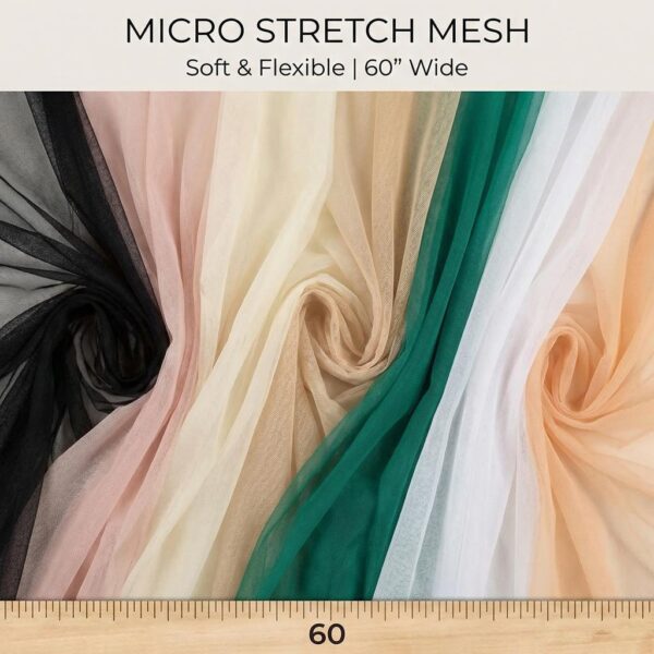 Micro Stretch Mesh Fabric by the Yard | Soft Flexible Mesh | 60” Wide Fabric for Lingerie, Costumes & Sewing