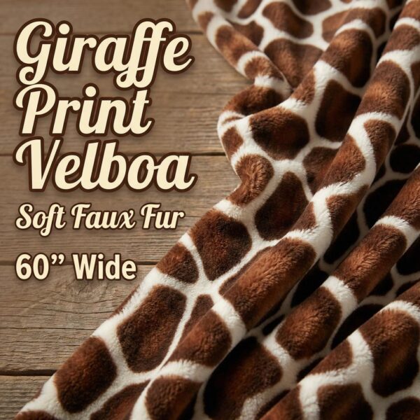 Giraffe Print Velboa Faux Fur Fabric  60" Wide, Animal Print By The Yard