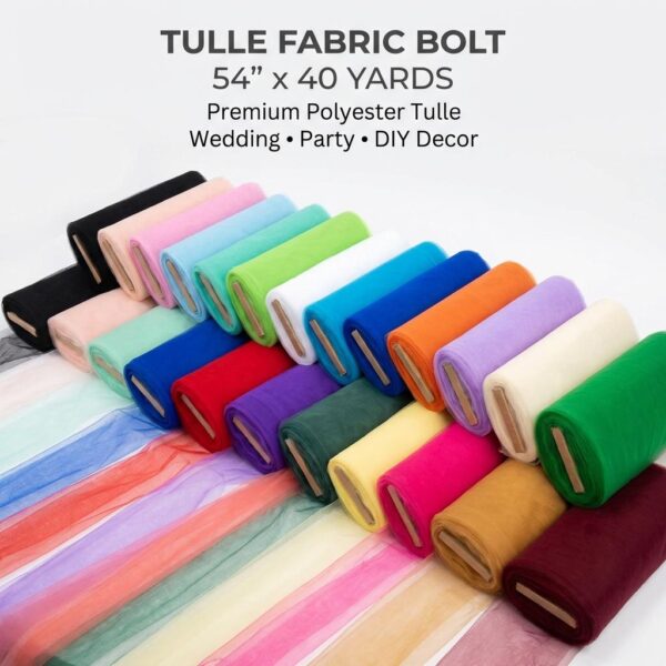 Polyester Tulle Fabric Bolt  54" x 40 Yards for Wedding, Party, DIY Crafts
