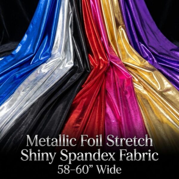 Metallic Foil Stretch Spandex Fabric  Shiny Polyester Blend by Yard