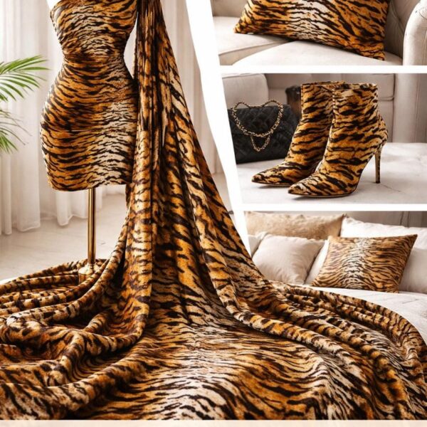 Tiger Print Shaggy velvet Fabric  60" Wide, Cosplay Fursuit Material