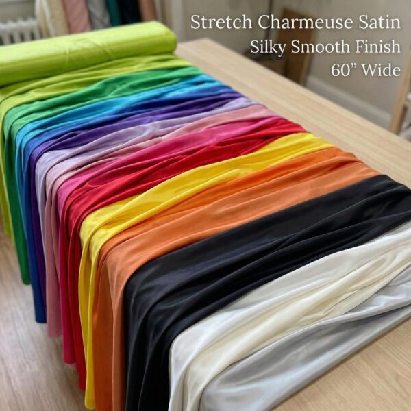 Silky Smooth Stretch Charmeuse Satin Fabric  60" Wide, By The Yard