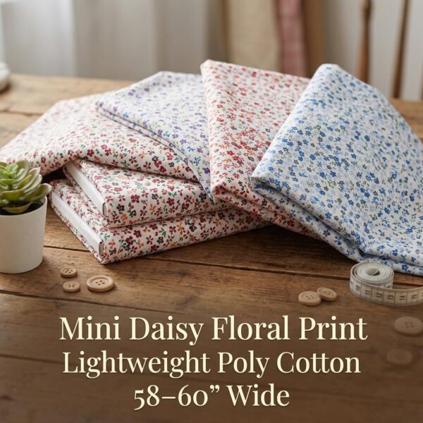 Mini Daisy Floral Poly Cotton Fabric by Yard Lightweight Sewing Crafts Summer Dresses