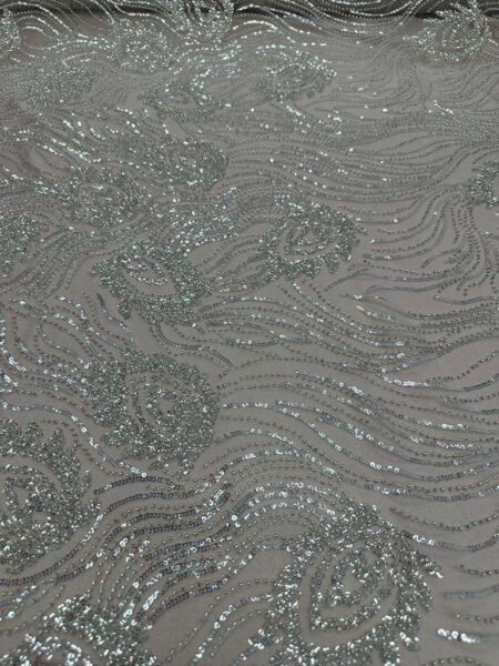 off white Floral Sequin Lace Fabric by the Yard – Luxury Embroidered Mesh Lace, Sparkly Evening Dress Fabric, Couture Wedding Lace