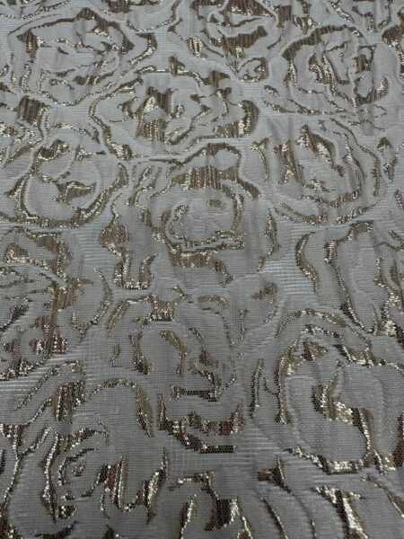 Silver Gold Floral Brocade Fabric  Metallic Jacquard Couture Dress Material by Yard