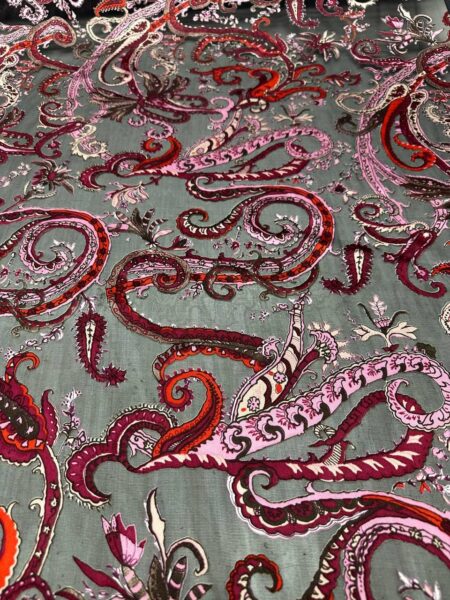 Paisley Jacquard Chiffon Fabric  Multicolor Designer Dress Material by Yard