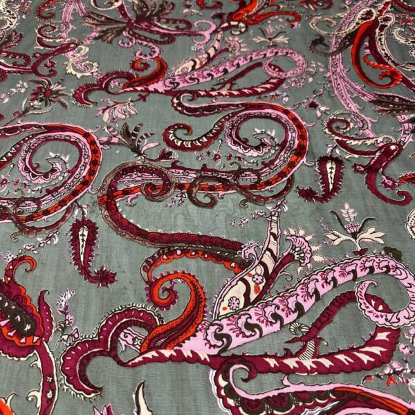 Paisley Jacquard Chiffon Fabric  Multicolor Designer Dress Material by Yard