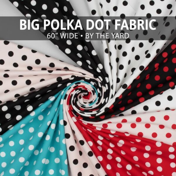 Big Polka Dot Poly Cotton Fabric  60" Wide, Sold by Yard for Crafts