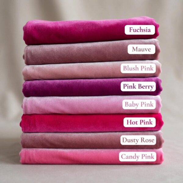 Pink Stretch Velvet Fabric by Yard: Soft Velour, 4-Way Stretch 58" Wide for Sewing