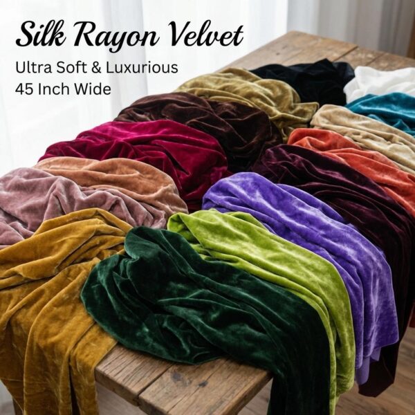 Silk Rayon Velvet Fabric: Ultra-Soft, 45 Inch Wide Luxurious Drape