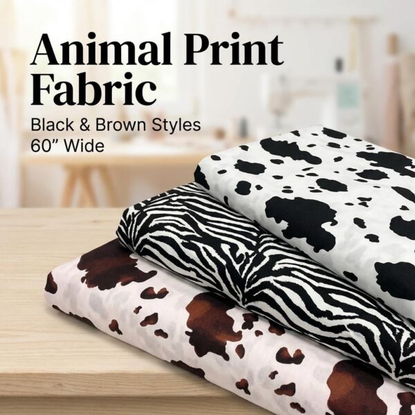 Zebra Cow Print Poly Cotton Fabric by the Yard 60" Wide Animal Pattern for Crafts