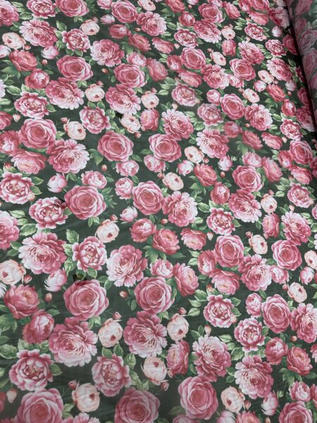 Pink Rose Floral Organza Fabric Sheer Romantic Textile by Yard