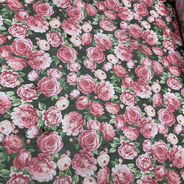 Pink Rose Floral Organza Fabric Sheer Romantic Textile by Yard
