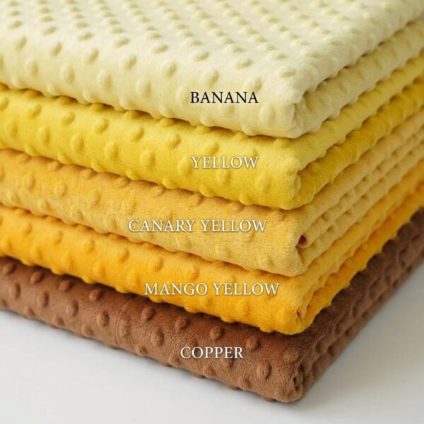 Yellow Minky Dot Fabric by Yard  Plush Dimple Texture for Blankets, Pillows