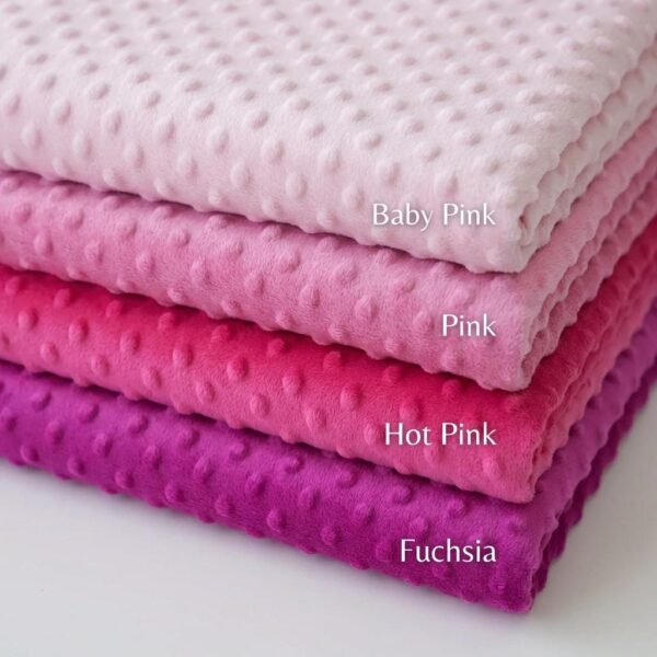 Pink Minky Dot Fabric by Yard, Plush Dimple Texture, 60 Inch Wide Baby Blankets