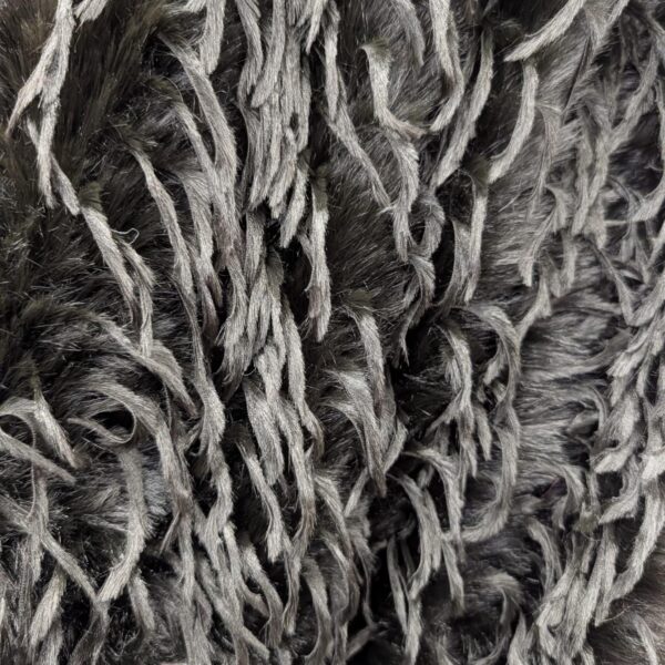 Black Shaggy Faux Fur Fabric  Long Pile Curly Textured Material, 60" Wide