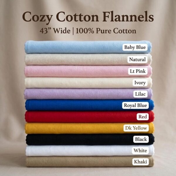 100% Cotton Flannel Fabric by the Yard – Soft Brushed Flannel Cloth 42/43 Inch Wide for Quilting Pajamas Baby Blankets Crafts